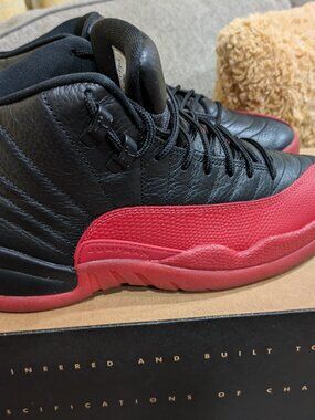 Nike Air Jordan 12 Retro Black/Red Sneakers Size 8 Excellent Condition With Box